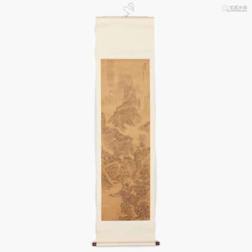 A Chinese scroll painted on silk