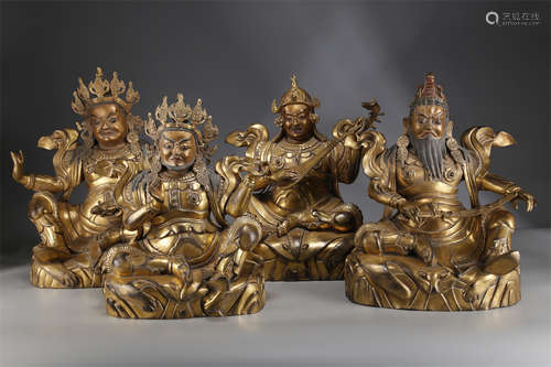 A Set of Four Heavenly King Buddha Statues.