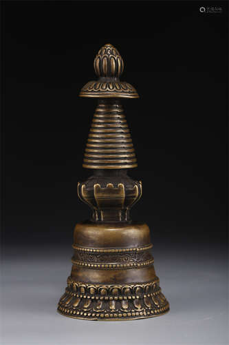 A Copper Buddhist Stupa.