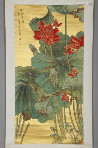 A Lotus Flowers Painting by Zhang Daqian.