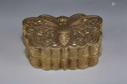 A Gilt Copper Lidded Box.