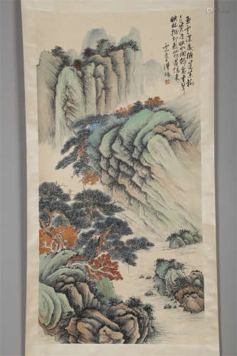 A Landscape Painting on Paper by Pu Ru.