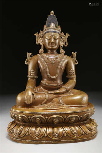 An Alloy Copper Aksobhya Buddha Statue.