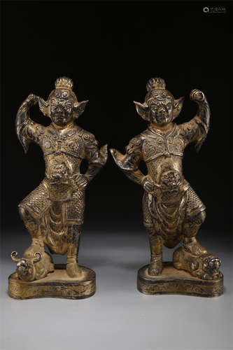 A Set of Copper Heavenly King Statues.