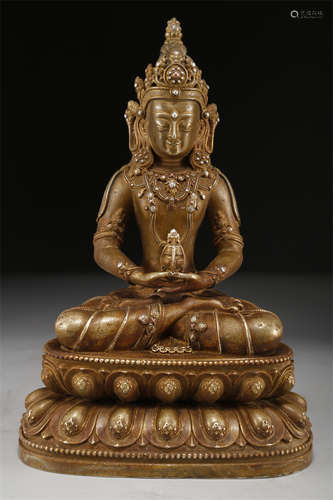 An Alloy Copper Amitayus Buddha Statue.