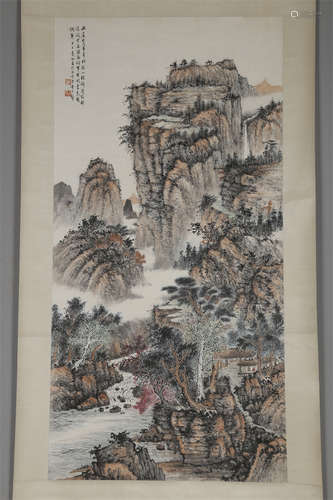 A Landscape Painting on Paper by Huang Junbi.