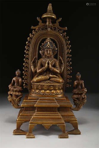 An Alloy Copper Avalokitesvara Buddha Statue.
