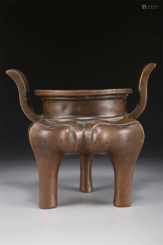 A Tripod Copper Censer with Upright Ears.