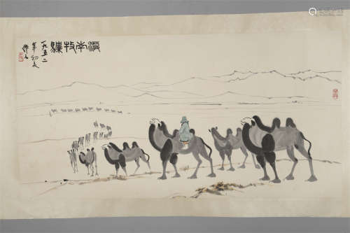 A Camels Painting on Paper by Wu Zuoren.