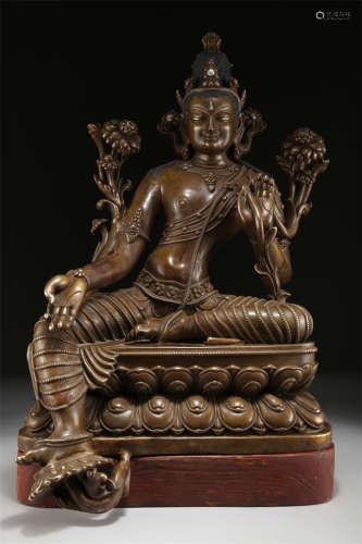 An Alloy Copper Green Tara Buddha Statue.
