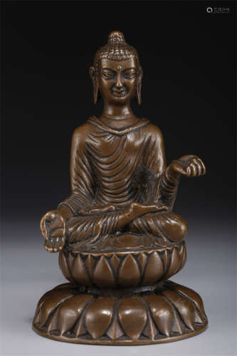 A Copper Sakyamuni Buddha Statue.