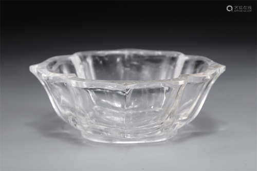 A Crystal Saucer with Flower Shaped Rim.