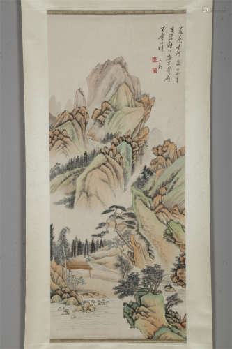 A Landscape Painting on Paper by Pu Ru.