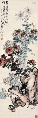 王雪涛（1093~1982） 癸未（1943年作） 花卉草虫 立轴 设色纸本