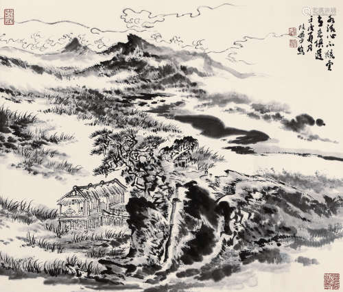 陆俨少（1901~1993） 壬戌（1982年）作 论道图 镜心 水墨纸本
