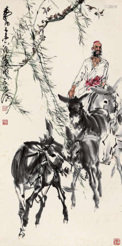 黄 胄（1925~1997） 1979年 牧驴图 立轴 设色纸本