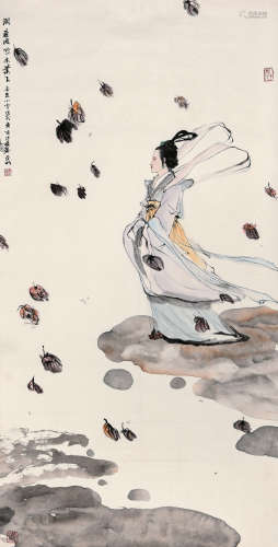 亚 明（1924~2002） 辛酉(1981年) 湘夫人 镜心 设色纸本