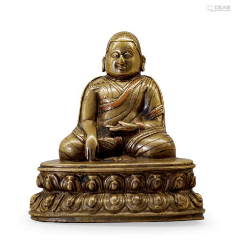 十三世紀 帕木竹巴像 合金銅嵌紅銅