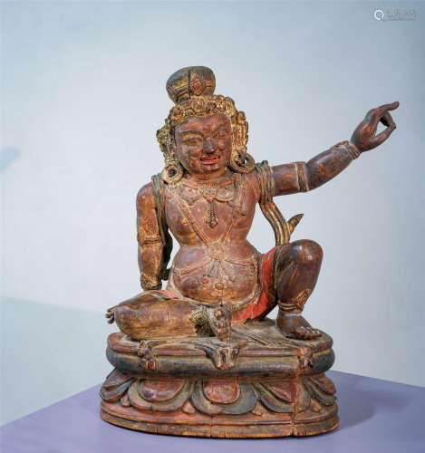 元代 大成就者毗盧巴像
 木雕彩繪
