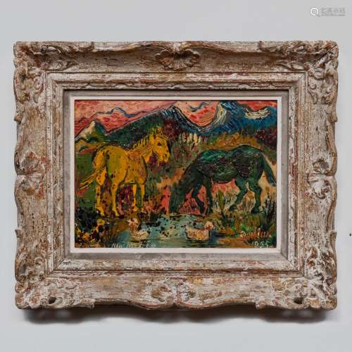 David Burliuk (1882-1967): Horses in New Mexico