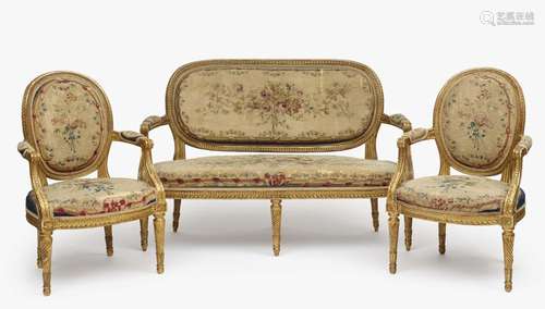 A seven-piece set of drawing room furniture - France, 18th/1...