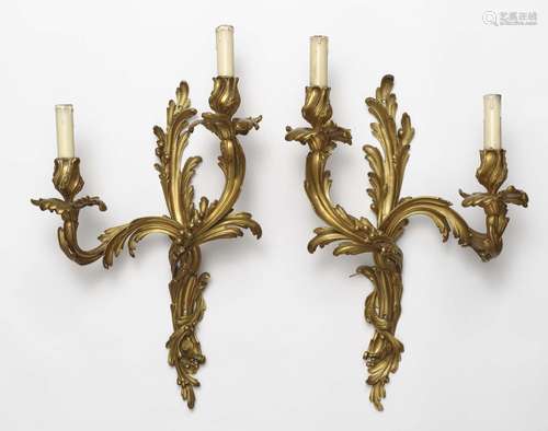 A pair of two-light wall appliques - Louis XV style, 19th ce...