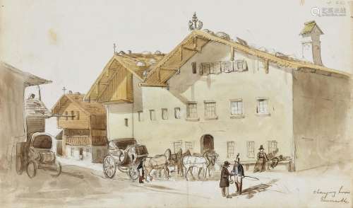 South German, 19th century - Changing horses in Neumarkt