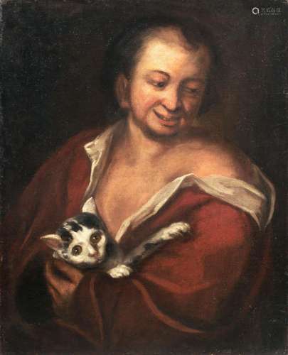 Spanischer (?) Maler, Mann mit Katze. Spätes 17. Jh./ 18th c...