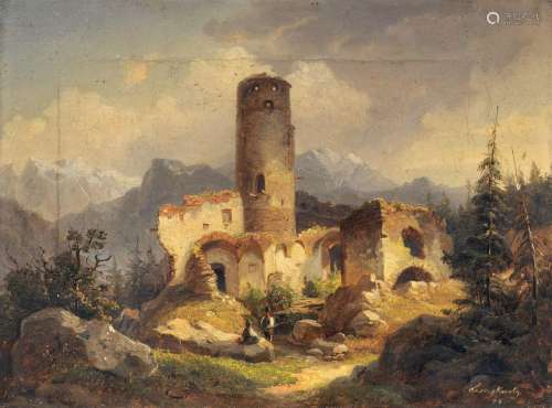 Hermann Lungkwitz, Burgruine in den Alpen. 1848.