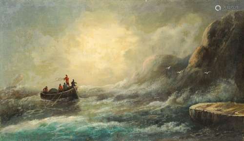 A. Stepanov (?), Ruderboot auf stürmischer See. 19th cent.