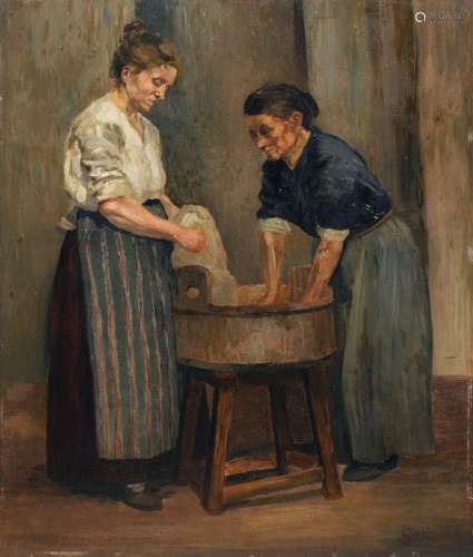 Rudolf Gudden, Zwei Wäscherinnen am Zuber. Wohl Early 20th c...
