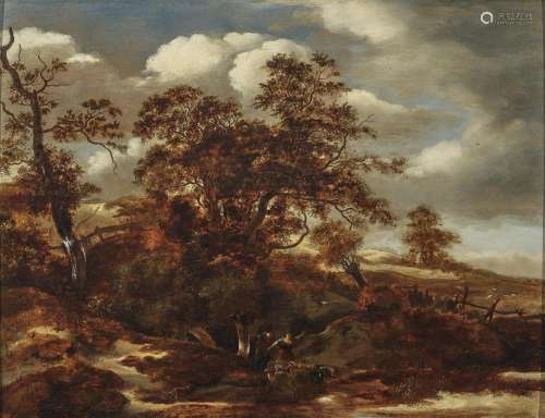 Dutch School, 17th century - Tree landscape with shepherdess