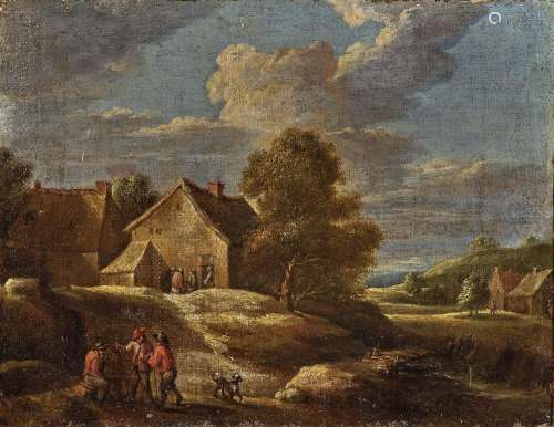 Dutch School, 17th century - Landscape with farmhouses and f...