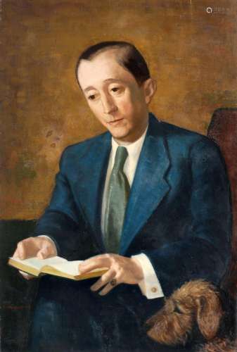 Wilhelm Lachnit, Porträt eines Mannes mit Hund. 1944.