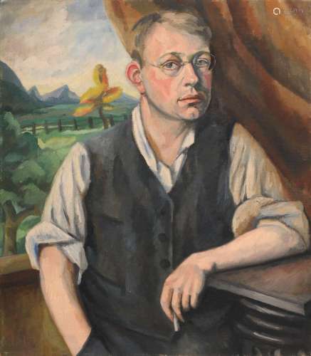 Otto Nückel, Selbstbildnis mit Zigarette. Wohl um 1920.