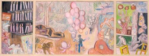 Charles Crodel, Im Tierpark mit Luftballonverkäufer. Wohl 19...