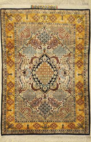 Isfahan silk fine signed, Persia, around 1940,pure natural