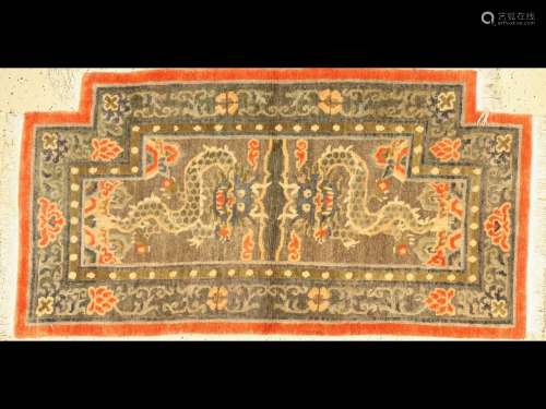 Dragon carpet, Tibet, approx. 50 years, wool on cotton