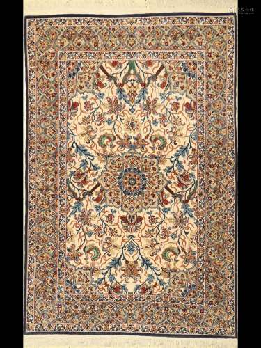 Isfahan fine, Persia, approx. 60 years, wool on silk