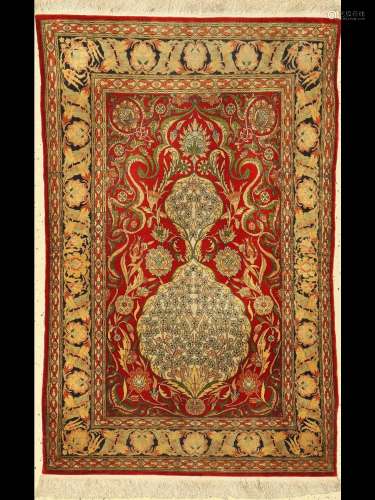 Silk Hereke, signed, Turkey, around 1950, purenatural