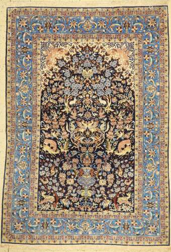 Isfahan fine, Persia, around 1960, wool with and on silk