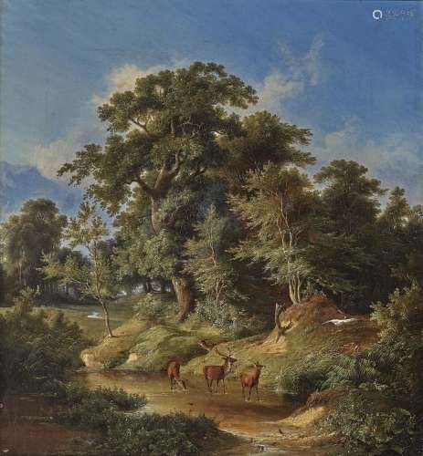 Julius Bakof (1819 Hamburg - 1857 ibid.) - Tree landscape wi...