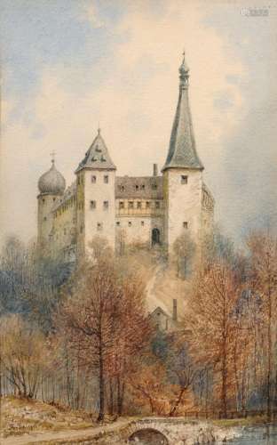 August Friedrich Schlegel, Schloss Mylau im Vogtland. Mid 19...