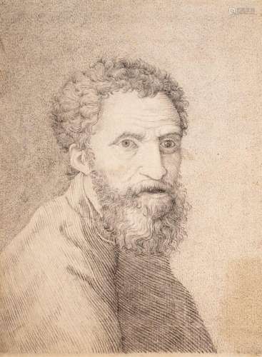 Unbekannter Zeichner, Bildnis Michelangelo Buonarroti. Wohl ...