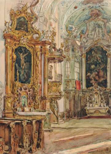 Fritz Beckert, Interieur der Schlosskirche der Residenz Elli...