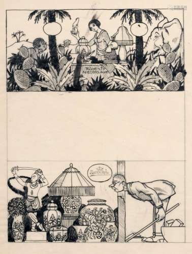 Fritz Klee, Vier Werbegrafik-Entwurfszeichnungen für Philipp...