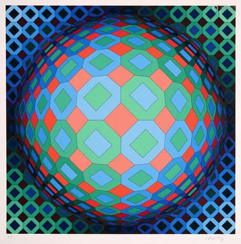 Victor Vasarely "Vega-Cor". Wohl um 1970.