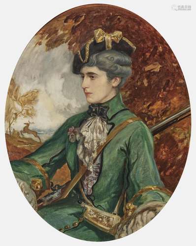 Unknown Artist, circa 1900 - Portrait of a lady in a rococo ...