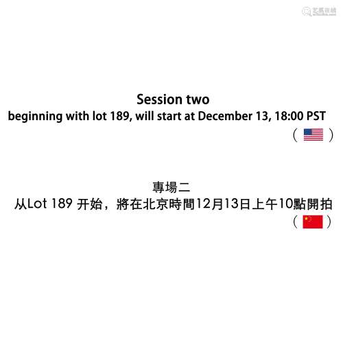 專場二，从Lot 189 开始，將在北京時間12月13日上午10點開拍