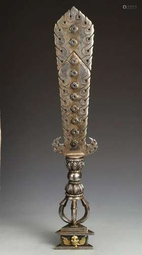 TIBETAN SILVER BUDDHIST RITUALL SWORD